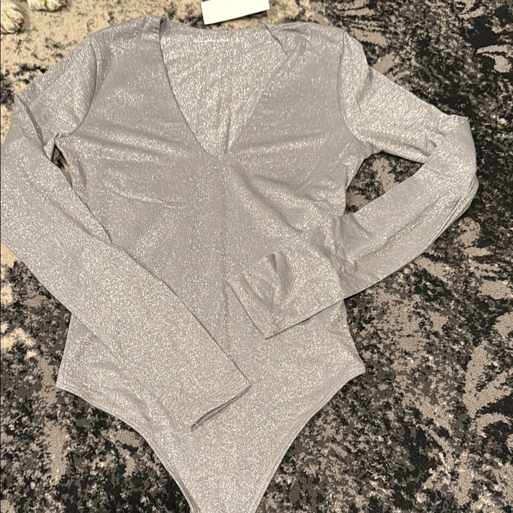 Silver Long Sleeve Bodysuit